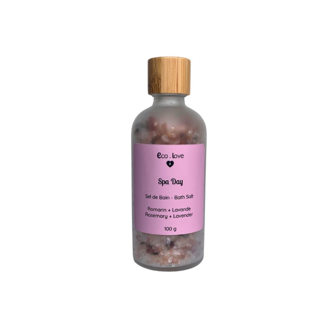 Sel de Bain SPA DAY 100g - Sel de l'Himalaya & Sel d'Epsom - Romarin + Lavande + Verveine des Indes + Menthe Verte