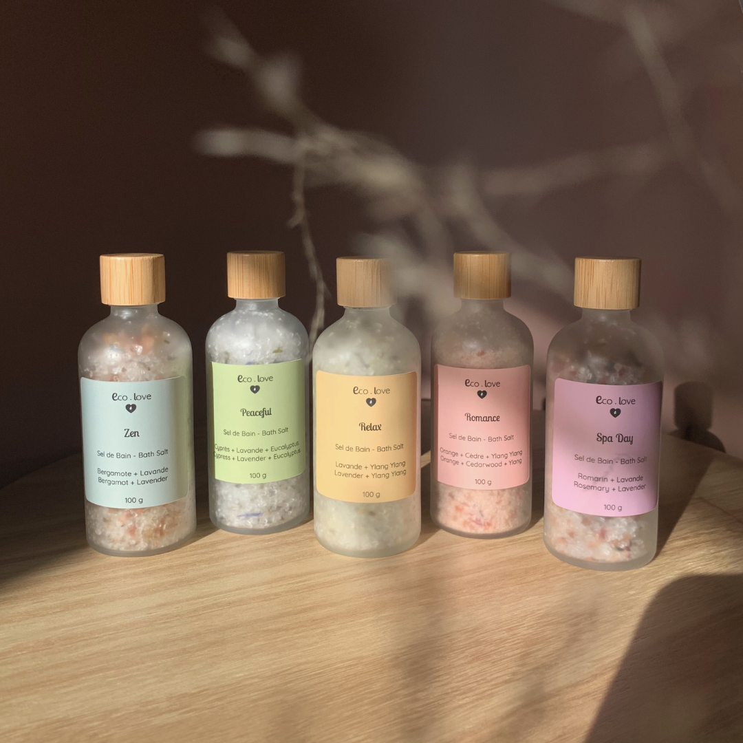 ROMANCE — Sel de Bain — Sel de l'Himalaya — Orange + Cèdre + Lavande + Ylang Ylang