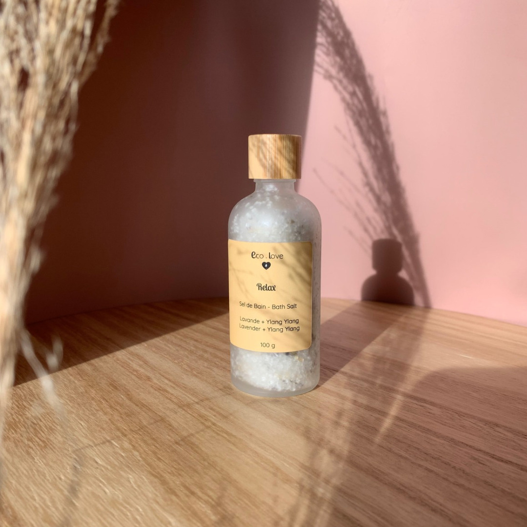 Sel de Bain RELAX 100g 〰️ Sel d'Epsom - Lavande + Eucalyptus + Ylang Ylang + Orange + Menthe Poivrée + Bergamote
