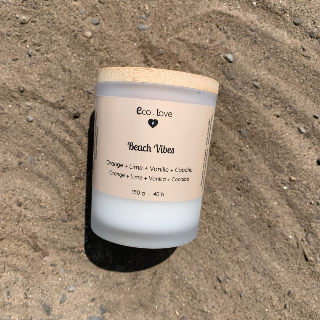 Bougie BEACH VIBES 〰️ Orange + Lime + Baie de Genevrier + Vanille + Baume de Copahu