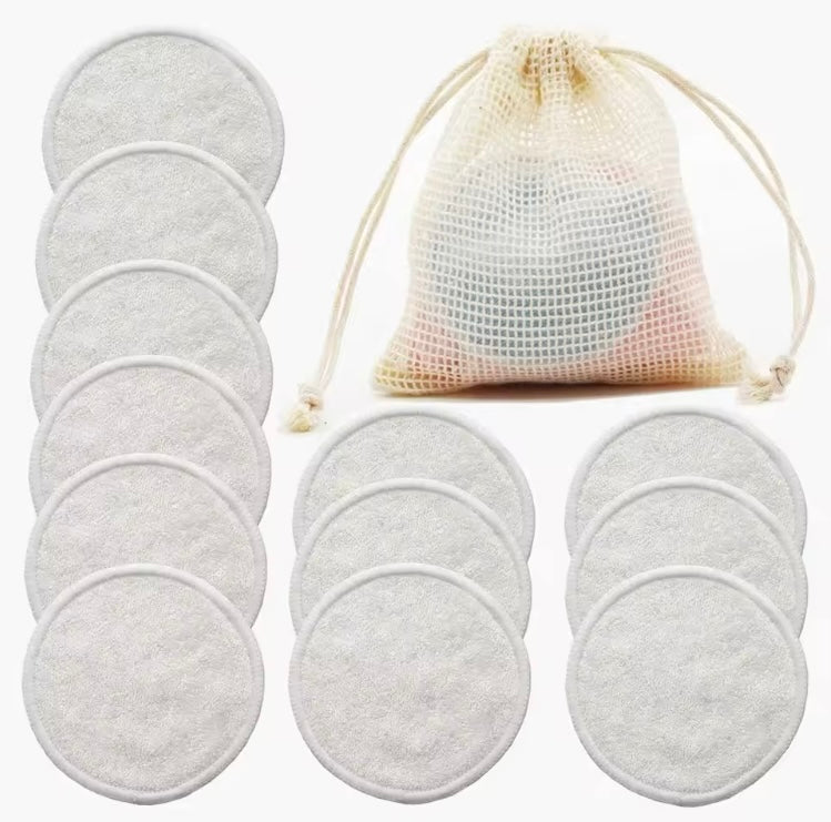 Tampons démaquillants blanc en coton réutilisables