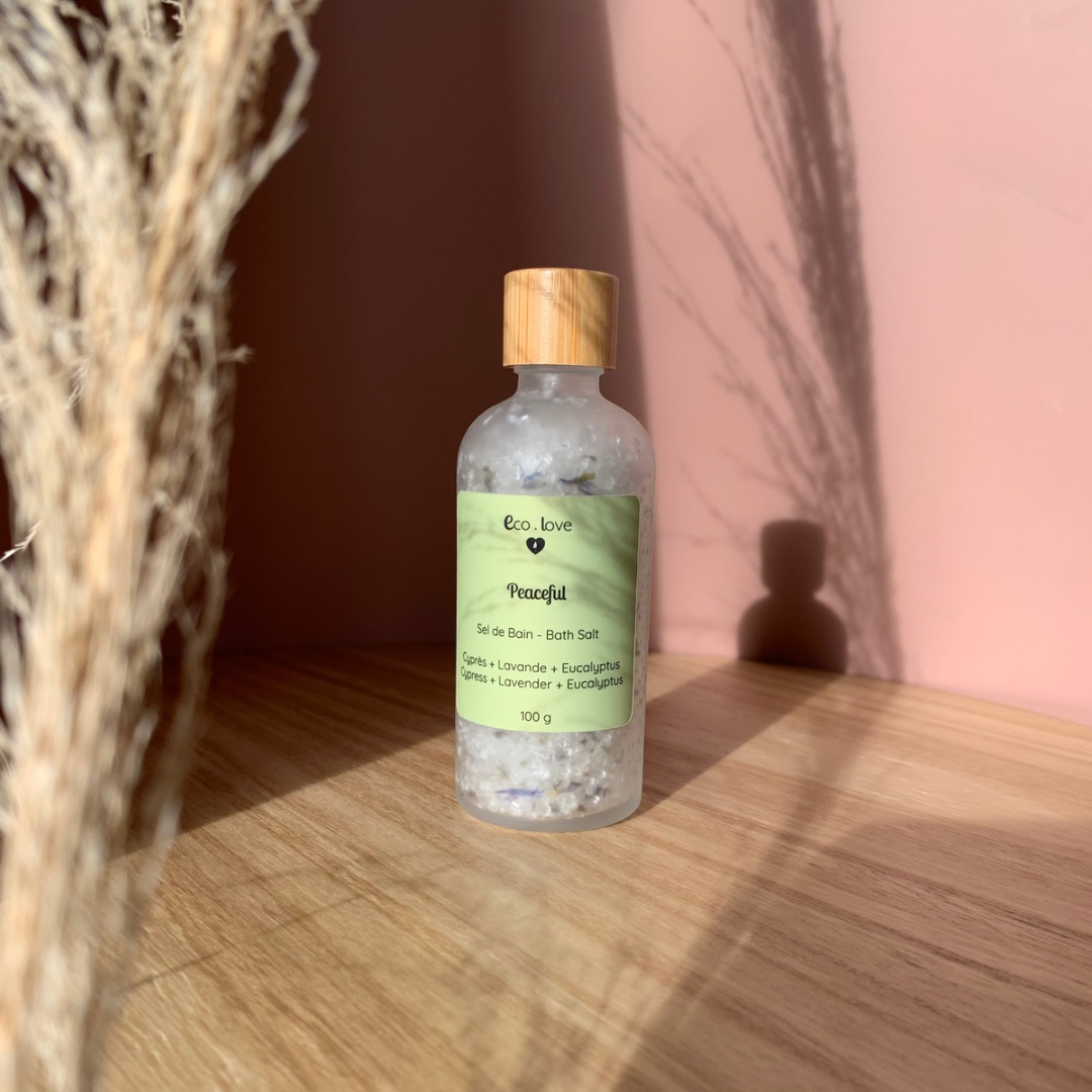 Sel de Bain PEACEFUL 100g 〰️ Sel d'Epsom - Cyprès + Lavande + Cèdre + Eucalyptus
