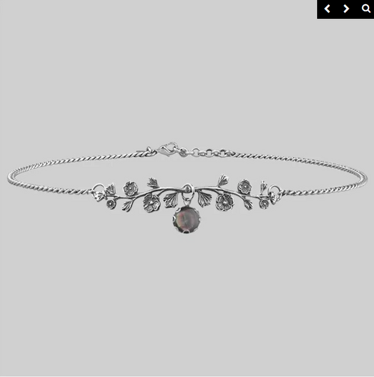 DARK BLOOM. Collier Choker en nacre noir - Argent Regalrose - Bijoux d'occasion