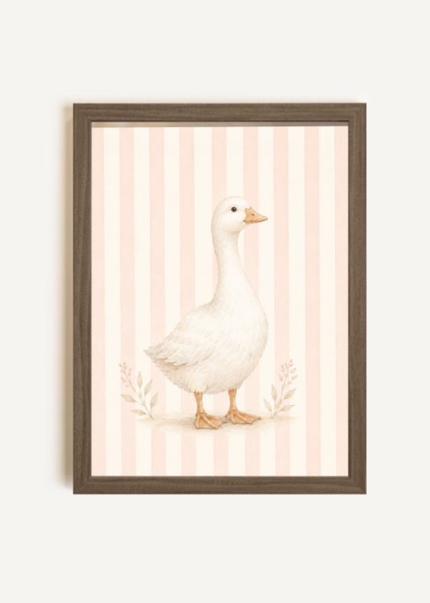 Oie blanche - fond rose - Toile rigide