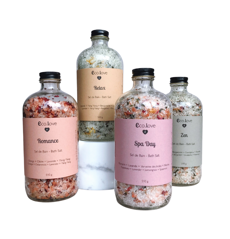 Sel de Bain ROMANCE - Sel de l'Himalaya - Orange + Cèdre + Lavande + Ylang Ylang