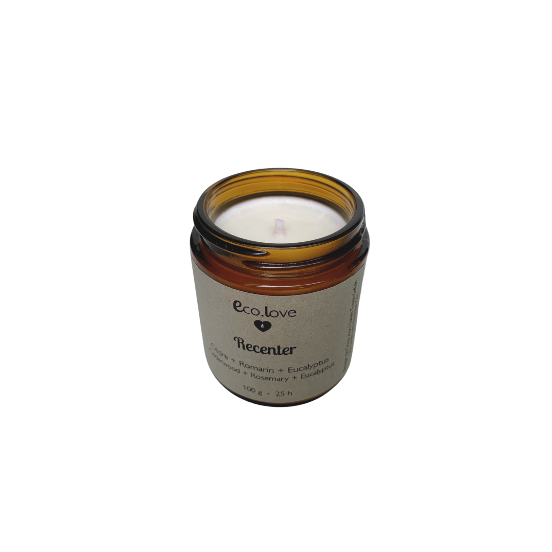 Bougie RECENTER — Cèdre + Romarin + Eucalyptus + Géranium