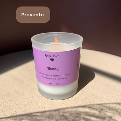 Bougie DESTINY  —  Pamplemousse Blanc + Lavande   —  30 mai 2026