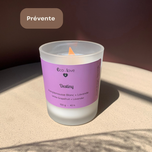 Bougie DESTINY  —  Pamplemousse Blanc + Lavande   —  30 mai 2026