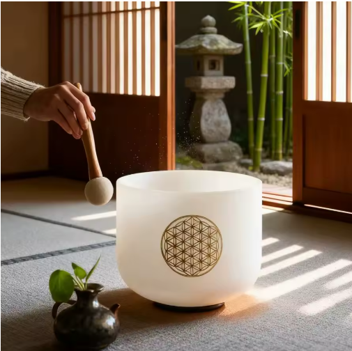 ENSEMBLE DE 7 BOLS TIBÉTAIN 432hz D'OCCASION (+ - 8 UTILISATIONS (BOLLE CHAKRA DE LA GOERGE; UN PETIT MORCEAU BRISÉ) ÉTUIT VERT OLIVE