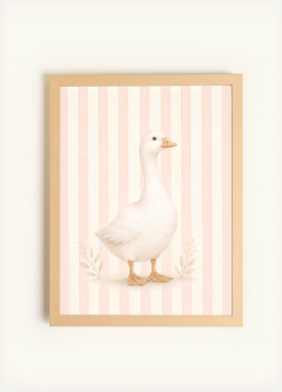 Oie blanche - fond rose - Toile rigide