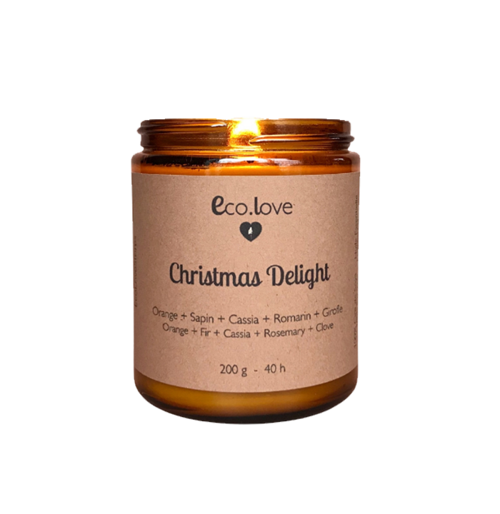 Bougie CHRISTMAS DELIGHT - Orange + Sapin + Cassia + Romarin + Girofle