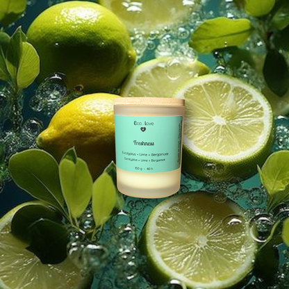 FRESHNESS  —  Bougie de soya  —  Eucalyptus + Lime + Bergamote