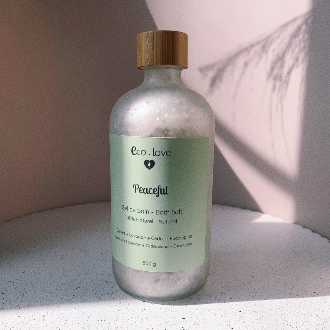 Sel de Bain PEACEFUL 500g - Sel d'Epsom - Cyprès + Lavande + Cèdre + Eucalyptus