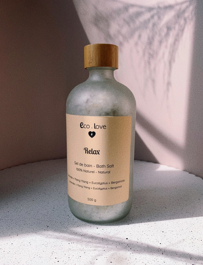 Sel de Bain RELAX 500g - Sel d'Epsom - Lavande + Eucalyptus + Ylang Ylang + Orange + Menthe Poivrée + Bergamote