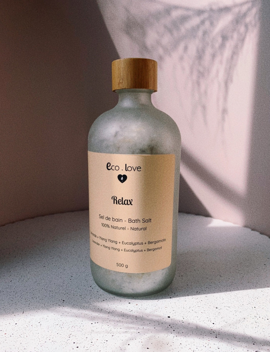 Sel de Bain RELAX 500g - Sel d'Epsom - Lavande + Eucalyptus + Ylang Ylang + Orange + Menthe Poivrée + Bergamote