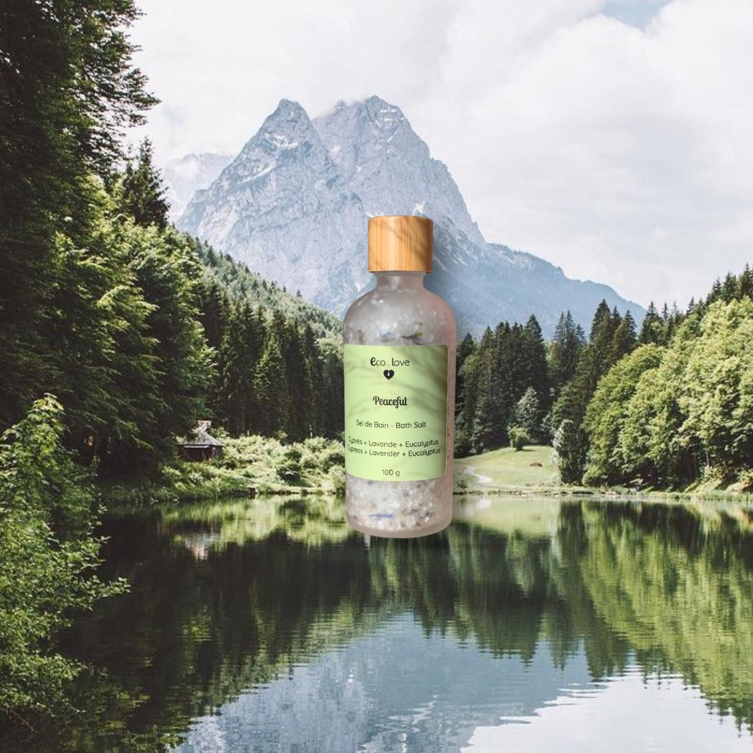 PEACEFUL  —  Sel de Bain  —  Sel d'Epsom  —  Cyprès + Lavande + Cèdre + Eucalyptus