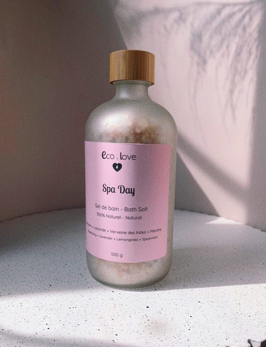 Sel de Bain SPA DAY 500g - Sel de l'Himalaya & Sel d'Epsom - Romarin + Lavande + Verveine des Indes + Menthe Verte