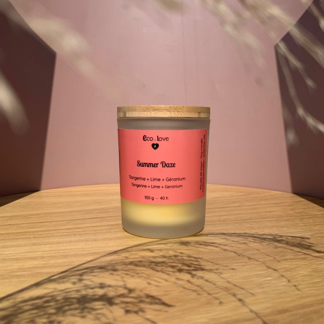 Bougie SUMMER DAZE  〰️ Tangerine + Lime + Géranium + Pamplemousse Rose